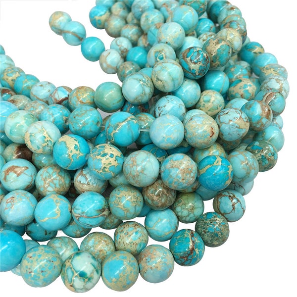 Impression Jasper Round Beads,Light Blue Beads, 6mm 8mm 10mm Gemstone Beads Approx 15.5 Inch Strand