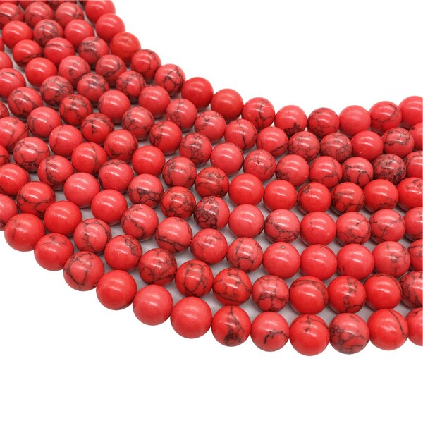 Red Howlite Turquoise Round Beads,6mm 8mm 10mm 12mm Gemstone Beads Approx 15.5 Inch Strand