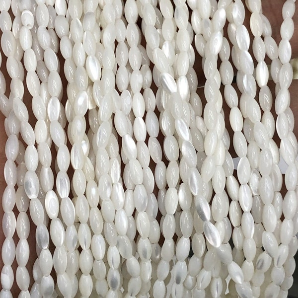 3x6mm Mother Of Pearl Rice Beads , White Pearl Beads,Full Strand