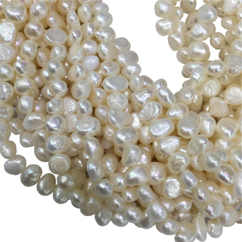 15/" Rose 6-7mm Fresh Water Flat Side Pearl Beads