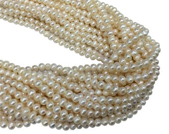 6-7mm White Potato Freshwater Pearl Strands,15.5 inch PLF8245 about 65 beads,0.6mm hole