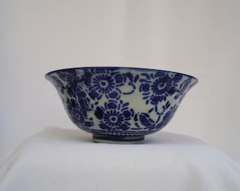 Delicate Antique Blue & White Thai Rice Bowl