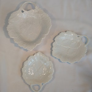 Three Vintage Porcelain Furstenerg Leaf Dishes