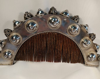 Rare Women's Ceremonial, Ornamental Silver Hair Comb from West Timor, Indonesia (Antique)