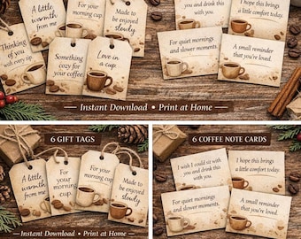 Last-Minute Coffee Gift Printables | Cozy Christmas Coffee Tags & Notes | Instant Download | Gift for Coffee Lovers