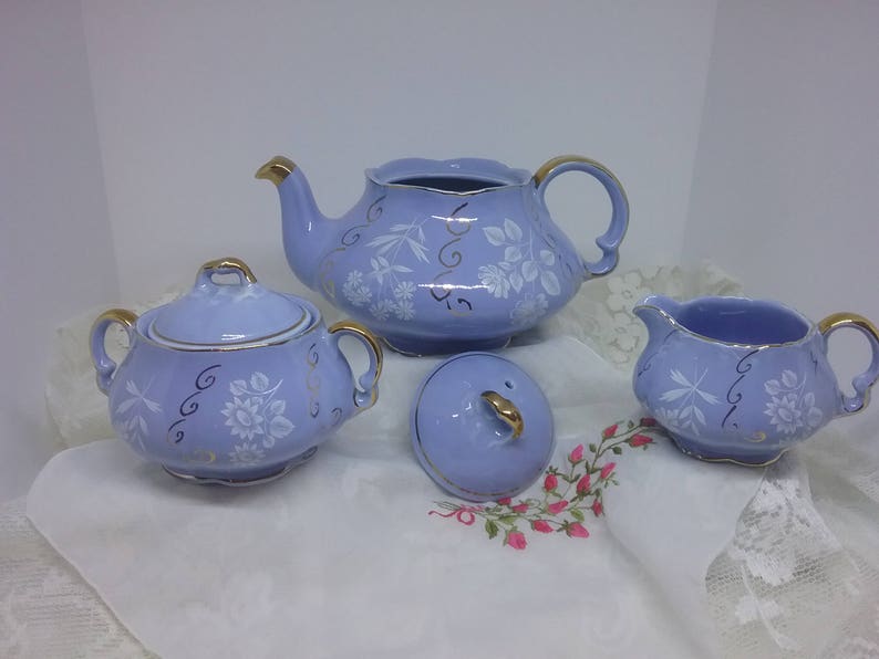 Beautiful Rare Heatmaster Tea Set Baby Blue Gold and White Etsy