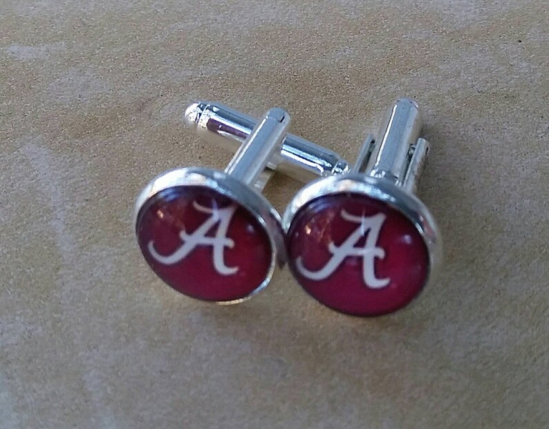 Alabama Cuff Links Alabama Game Day Cufflinks Crimson & White Etsy