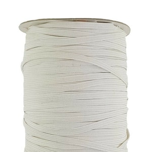 Flat white Elastic  sold in 5 Metre Lengths 7 mm wide