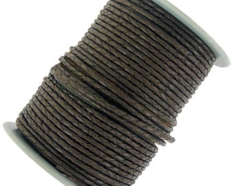 Decorative  Plaited leather cord Black & Dark Brown 3 mm Round diameter.