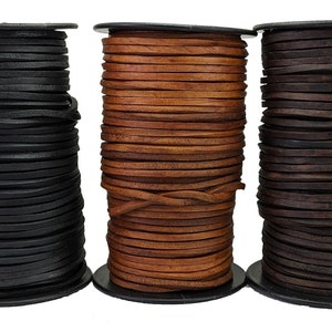 Black Brown and Dark Brown leather cord  4 mm Square
