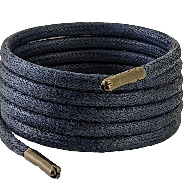 Navy Blue 4 mm wax cotton Shoelaces & Boot laces