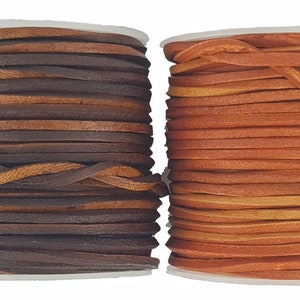 Leder 3 mm Square cord Tortilla Hellbraun & Erdnuss Dunkelbraun