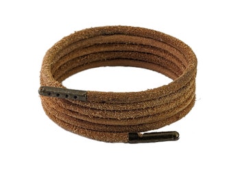 Shoelaces & Boot Leather Laces Heavy Duty 4 mm Round Light Brown