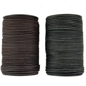 Black & Brown 4 mm Round Leather Cord 2,3,4.5. Metre Lengths
