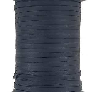 Black flat Leather cord 5 mm wide x 1 mm thick