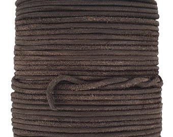 Dark Brown 3 mm Round Leather Cord 2,3,4.5.10 Metre Lengths