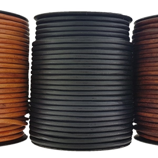 Light brown Black & Brown 4 mm Round Leather Cord 2,3,4.5.10,Metre Lengths