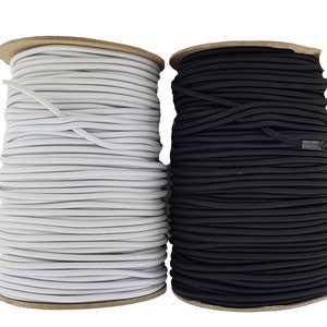 Black & White 4 mm diameter round elastic cord 2,3,4,5,10 metre lengths