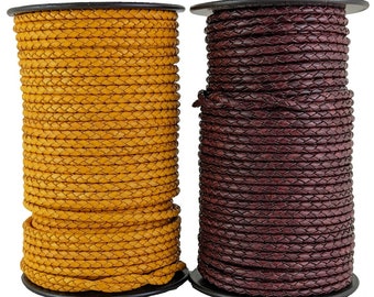 thumbnail image 2 of Braided Leather Cord – 5mm Round – Natural & Antique Brown – GGfootcare 2 of 6