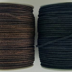 BLACK or BROWN 3 mm Round LEATHER Cord 2-5 Meter Lengths