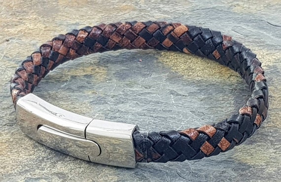 Amazon.com: Handmade Double Wrap Mens Leather Bracelet with Stainless Steel  Magnetic Clasp,Leather Bracelet,Mens Gift,Mens Bracelet,Mens Jewelry,Gift  for him, : Handmade Products