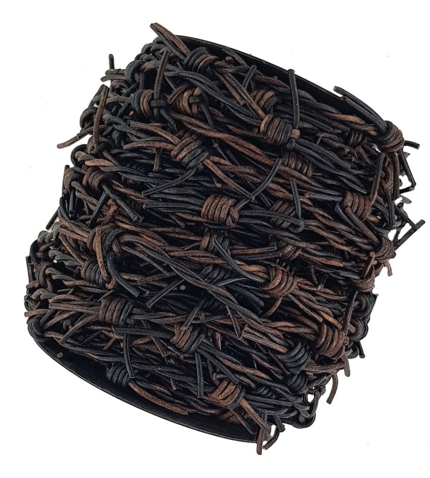 Leather Fake barbed wire Black with Brown fleck