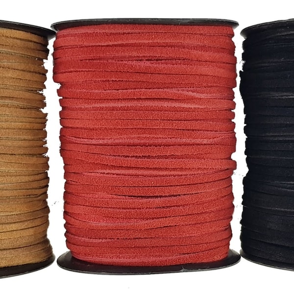 Thin Decorative leather suede lace/cord Black, Red & Brown