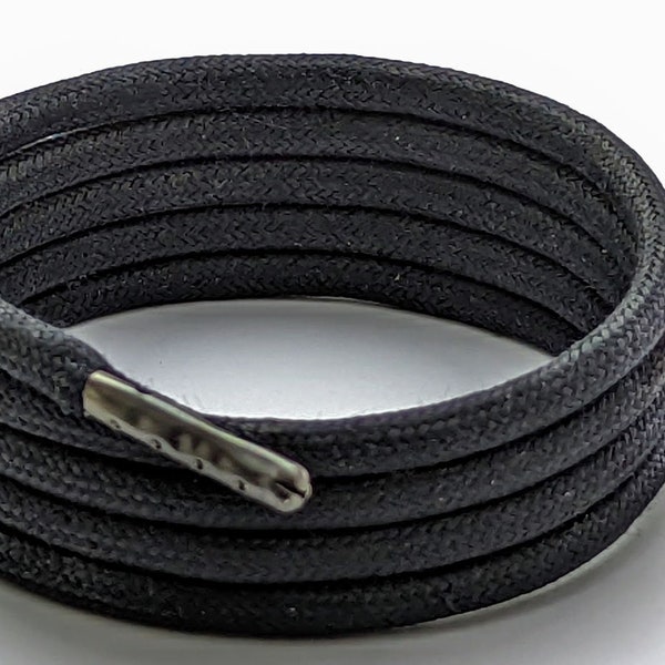 Black 4 mm wax cotton Shoelaces & Boot laces