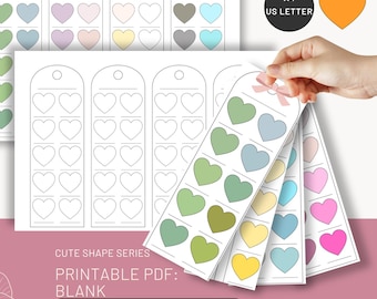 Minimalist Heart Color Swatch Card, Blank Palette Tracker for Markers and Watercolor, Printable Pdf color chart, Digital Download