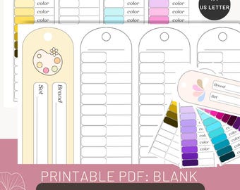 Printable Arch Color Swatch Cards, Marker Organizer, Art Supplies Tracker (PDF Download)