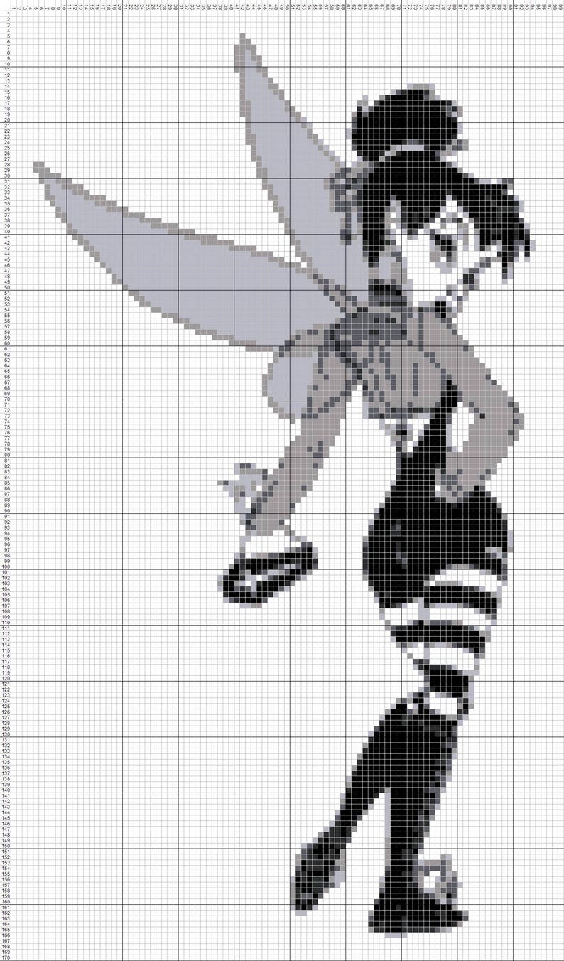 Tinkerbell Punk Silhouette Cross Stitch Pattern Counted Cross Stitch Chart Pdf Format Instant