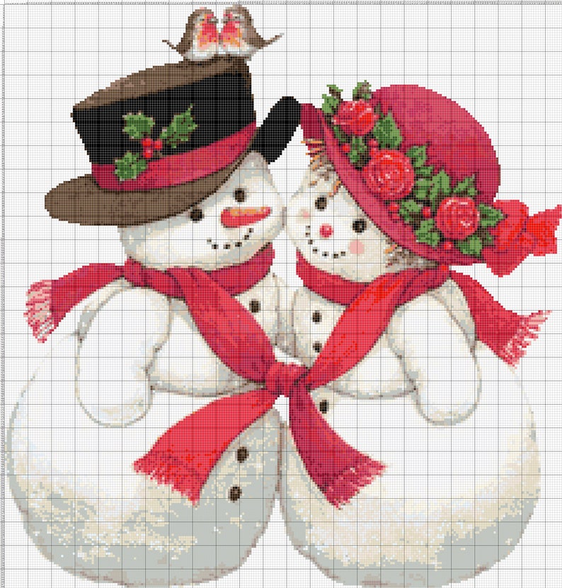 Cute Snowman Cross Stitch Pattern Counted Cross Stitch Chart Etsy Canada