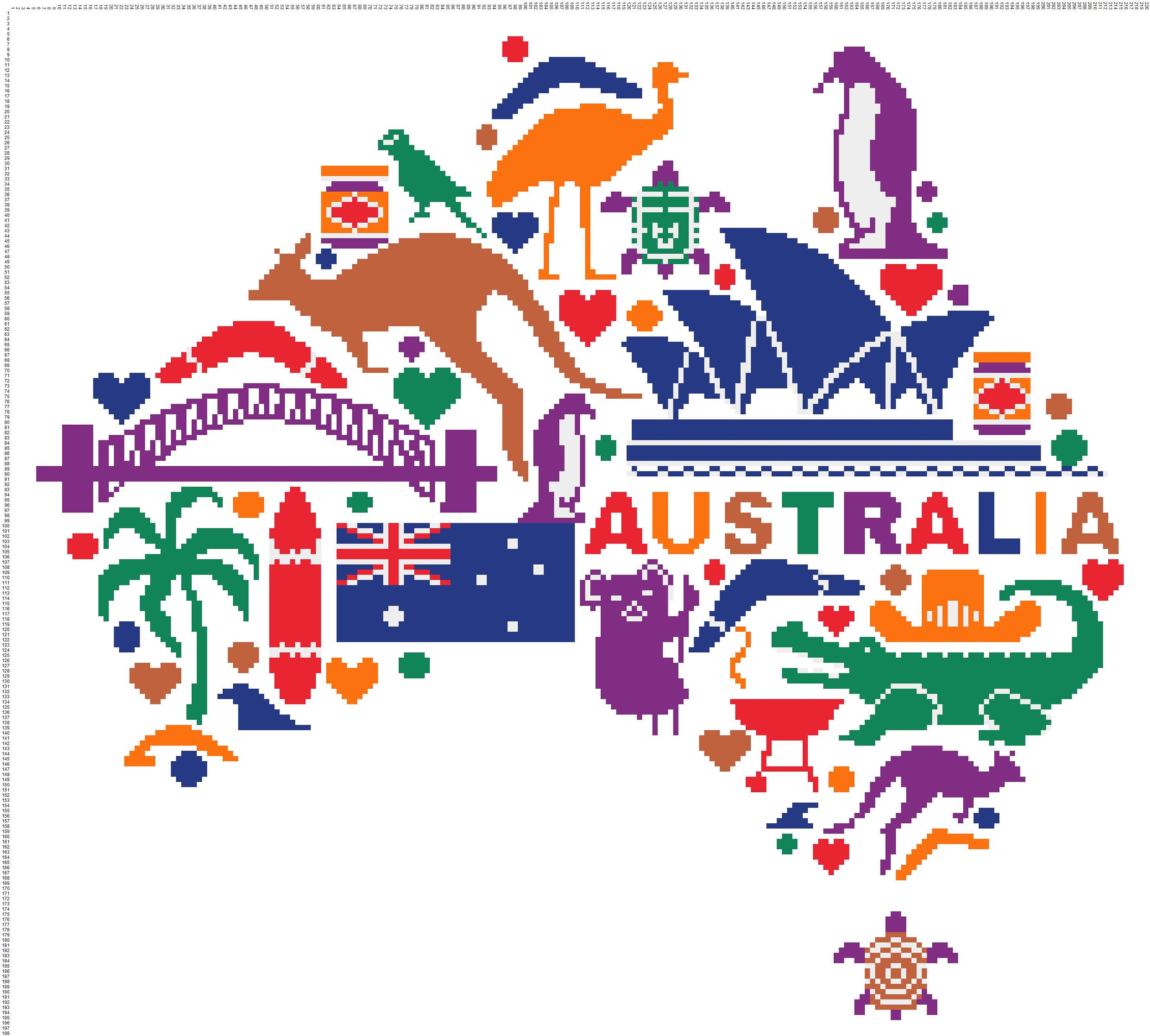 Ausrralia Australian Map Cross Stitch Pattern Counted Cross Etsy