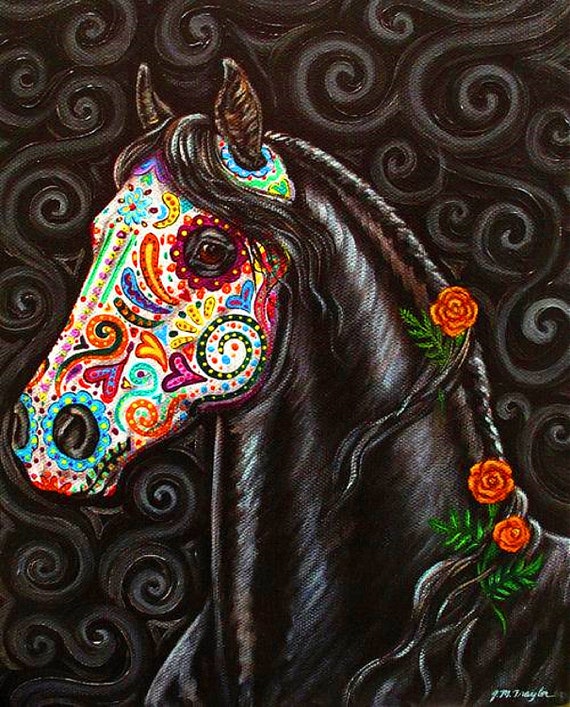 Horse Sugar Skull Modern Cross Stitch Pattern Counted Etsy