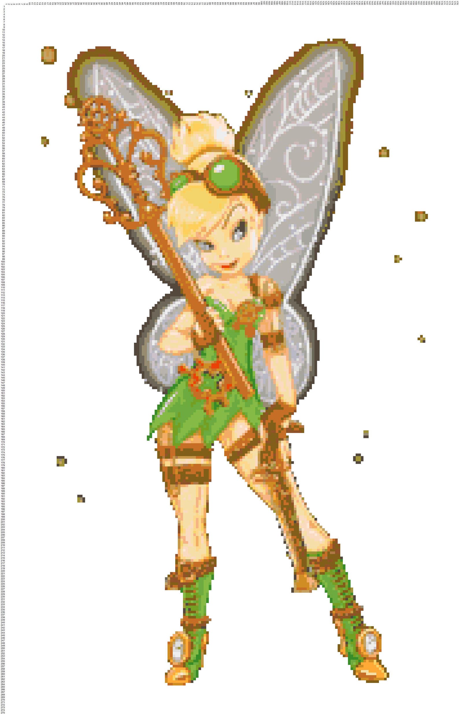 Cartoon Fairy Tinkerbell Cross Stitch Pattern Counted Cross Stitch