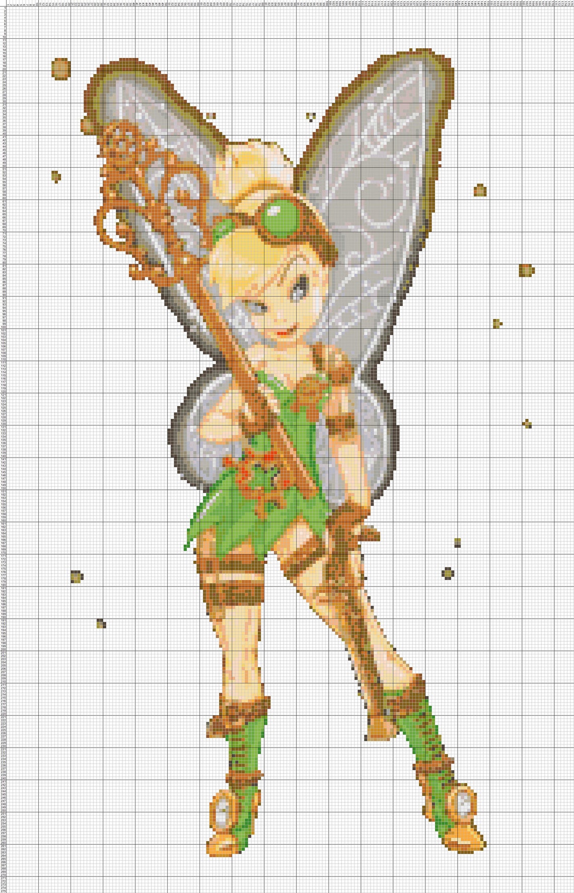 Disney Fairy Tinkerbell Cross Stitch Pattern Counted Cross Etsy