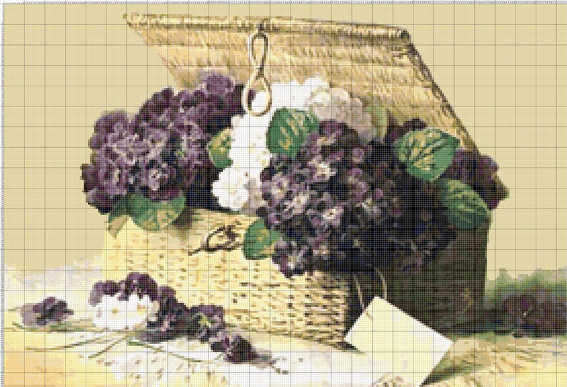 Basket of Lilacs Cross Stitch Pattern Counted Cross Stitch Etsy