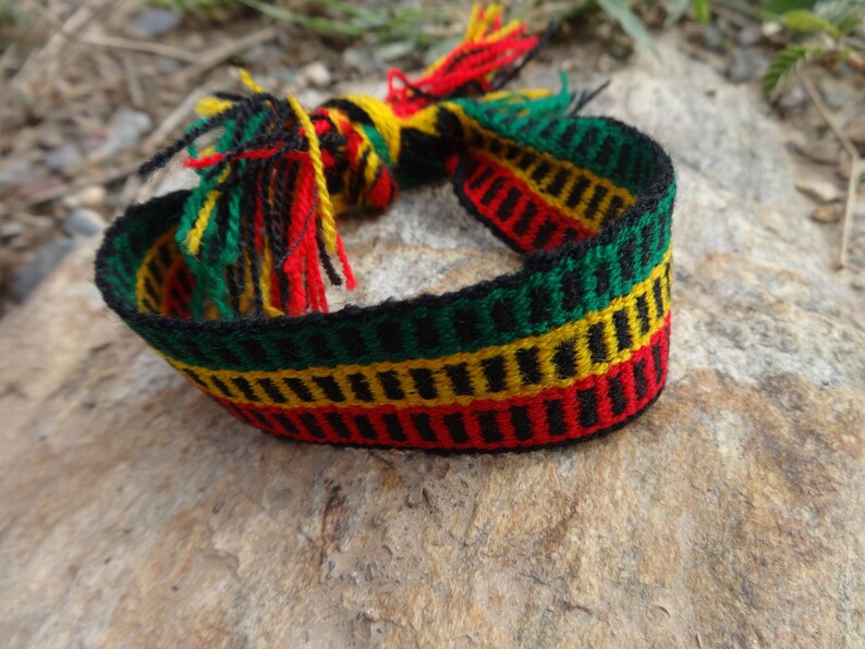 Andean Rainbow bracelets Rasta Braided Bracelet Black Bracelet Reggae Bracelet Jamaica Rasta Bracelet Rasta Handmde Bracelet