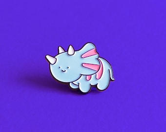 Transgender Pride Pin Transeratops Trans Dinosaur Badge — Pride LGBT Rainbow Queer Badge Transgender Enamel Pin Subtle Accessory Discreet