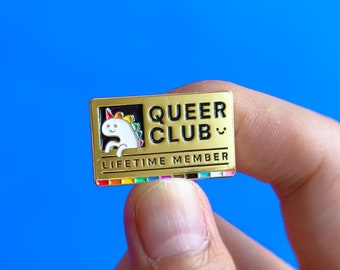 Queer Club LGBTQ Subtle Pride Pin — Queer Gay Lesbian Bisexual Rainbow Queer Badge Lesbian Gay Trans Enamel Pin Accessory Discreet