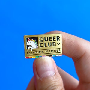 Queer Club LGBTQ Subtle Pride Pin Queer Gay Lesbian Bisexual Rainbow Queer Badge Lesbian Gay Trans Enamel Pin Accessory Discreet image 1