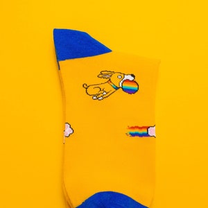 Dog Doggo LGBT Pride Socks Pride Doggy Rainbow Queer Bisexual Casual Socks Lesbian Gay Bisexual Transgender Subtle Pride Crew Socks image 1