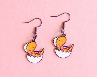 Lesbian Dino LGBT Pride Earrings Velesiraptor — Minimalist Pride LGBT Lesbian Badge Lesbian Gay Earrings Subtle Discreet Beanie