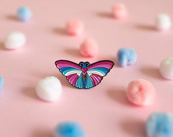 Transgender Pride Pin Subtle Trans Butterfly Badge — Pride LGBT Queer Badge Enamel Pin Subtle Pride Accessory Discreet Trans Butterfly