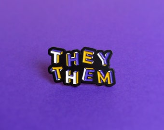 They Them Pronouns Nonbinary Pride Pin — Non Binary Pride Pronouns LGBT Rainbow Queer Badge Minimalist Enamel Pin Subtle Pride Accessory