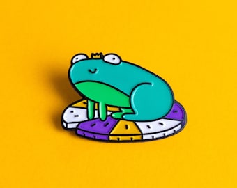 Enby Pride Pin Non Binary Frog Badge — Minimalist Pride LGBT Non Binary Frog Badge Lesbian Gay Transgender Enamel Pin Subtle Pride Accessory