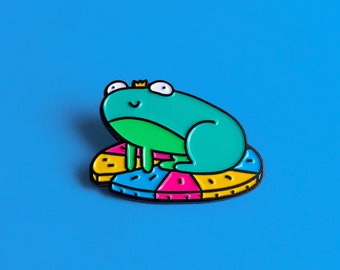 Pansexual Pride Pin Subtle Frog Pride Badge — Minimalist Pride LGBT Pan Frog Badge Lesbian Gay Transgender Enamel Pin Subtle Pride Accessory