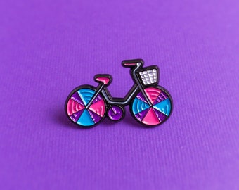 Bisexual Pride Pin Subtle Bicycle Bi Pride Badge — Bisexual Pride Bi Pride LGBT Pan Rainbow Queer Badge Enamel Pin Subtle Pride Accessory