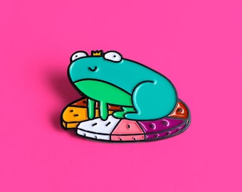 Lesbian Pride Pin Subtle Frog Pride Badge — Minimalist Pride LGBT Lesbian Frog Badge Lesbian Gay Transgender Enamel Pin Subtle Accessory