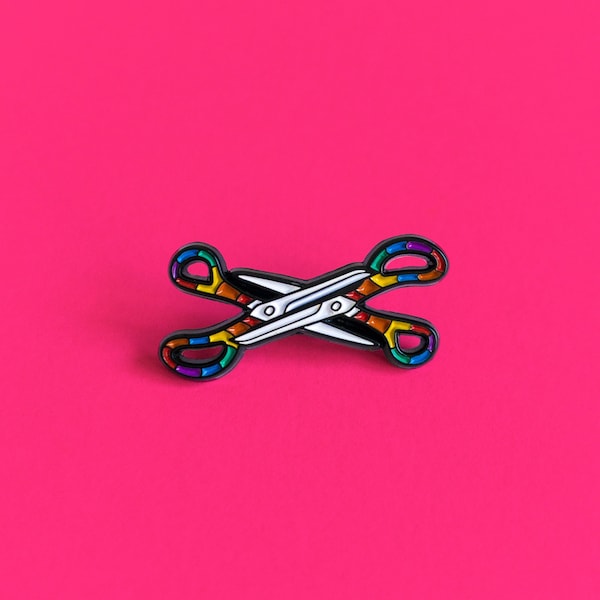 Lesbian Scissors Pride Pin Subtle Pride Badge — Lesbian Bisexual LGBT Rainbow Queer Badge Lesbian Gay Trans Enamel Pin Accessory Discreet